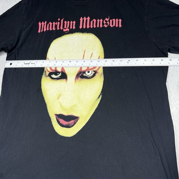 Vintage Marilyn Manson T-Shirt Graphic Tee Size Large Black Big Face Print - Picture 6 of 9